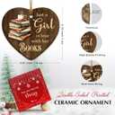 10 x Book Lovers Christmas Ornament 2025  Just a Girl Who Loves Books, Book Club, Library Christmas Ornament 2025  Unique Gifts for Readers, Book Lovers, Ceramic Christmas Tree Decorations