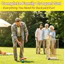 6-Player Croquet Set with Wooden Stand, 28" Lawn Game for Adults | Includes 6 Rubberwood Mallets, Balls, and Steel Wickets, Easy to Storage, Fun for Backyard, Garden, or Park