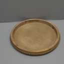 Wood Decorative Serving Tray with Bead, Round Vintage Wooden Ottoman Tray for Home Centerpiece, Counter Organizer, 13 Circle Tray for Kitchen, Living Room (Rustic Brown)