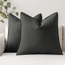 MIULEE Pack of 2 Decorative Linen Pillow Covers Boho Farmhouse Modern Soft Accent Throw Pillows Neutral Cushion Covers for Sofa Couch Bed Living Room Home Decor, 18x18 Inch Dark Gray