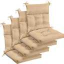 Sintuff 4 Pcs 44 x 21 x 4 Patio Chair Cushions Outdoor Chair Cushion Seat/Back Tufted Pillow with Ties Water Resistant Replacement Indoor Patio Furniture Outdoor Furniture (Solid Color,Beige)