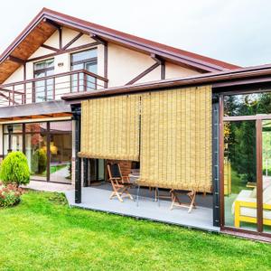 Bamboo Shade,2 Pack Reed Roller Shutters Curtains,47" W x 71" H Window Blinds for Outdoor Patio Natural Reed Blinds