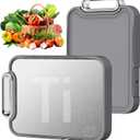 Titanium Cutting Board for Kitchen, Cutting Boards Non Toxic Double Sided Metal Pure Titanium and Wheat Straw PP Chopping Board Food Grade Easy to Clean Large Size 16"*10"*0.9"(Grey) (Gray)