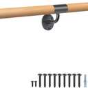 Dolibest 3-10 ft Wood Indoor Stairs Wall Mount Handrail w/Sturdy Metal Barckets, Non-Slip and Comfty Barrier-Free Staircase Grab Bar for Elderly, 1-1/2'' Round (80 inch /6.5 ft)