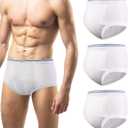 Carer Mens Incontinence Underwear Washable 3 Pack Cotton Reusable Incontinence Boxers Briefs for Men Built in Cotton Pad for Bladder Leakage 150ML, Large