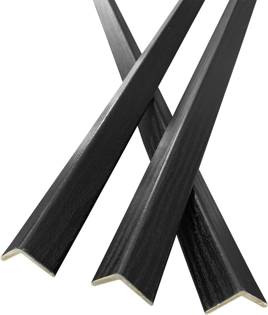 3 PCS 45" Wall Corner Protector Trim Borders for Wall Black Wood Grain Wall Edge Strip Crown Molding Trim Door and Window Frames Mirror Trim Backsplash Tile Edge