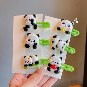 Girls Hair Clips, Panda shape, Barrettes for Kids Teens Women, Candy Color Cartoon Design Hair Pins 6 Pcs