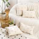 Holibeat Fluffy Dot Christmas Pillow Covers Xmas Decorative Throw Pillowcases (Beige, 20" x 12" (Pack of 2))