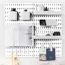Pegboard Combination Kit for Wall Organizer, Wall Mounted Peg Board Kits for Kitchen, Bedroom, Office, &Bathroom, 4 Pieces White Pegboards and 14 Accessories, 22" x 22"