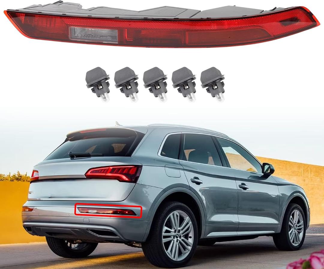 Dasbecan Rear Bumper Reflectors Light Stop Brake Tail Lights Compatible with Audi Q5 2017 2018 80A945070A (Right Passenger Side)