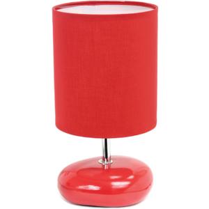 Simple Designs LT1153-RED Petite Circle Stone Table Lamp for Bedroom, Kids Room, Office, Living Room, Nursery, Reading Nook, Red