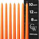 CANDWAX 10 inch Orange Taper Candles Set of 12 — Dripless Unscented Orange Candlesticks for Halloween Decorations, Dinner Table Centerpiece or Thanksgiving Décor