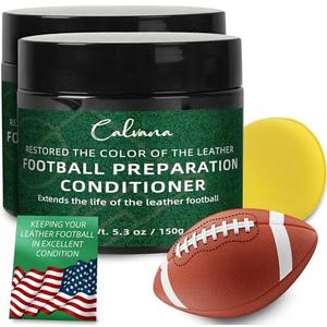 Pack of 2, Calvana (2-Pack) 5.3 oz Leather Football Preparation Conditioner Kit, Includes Cleaning Sponge, Cleaning and Restoring, Non-drying & Non-darkening Formula, Non-wax Composition, for Softball, Baseball