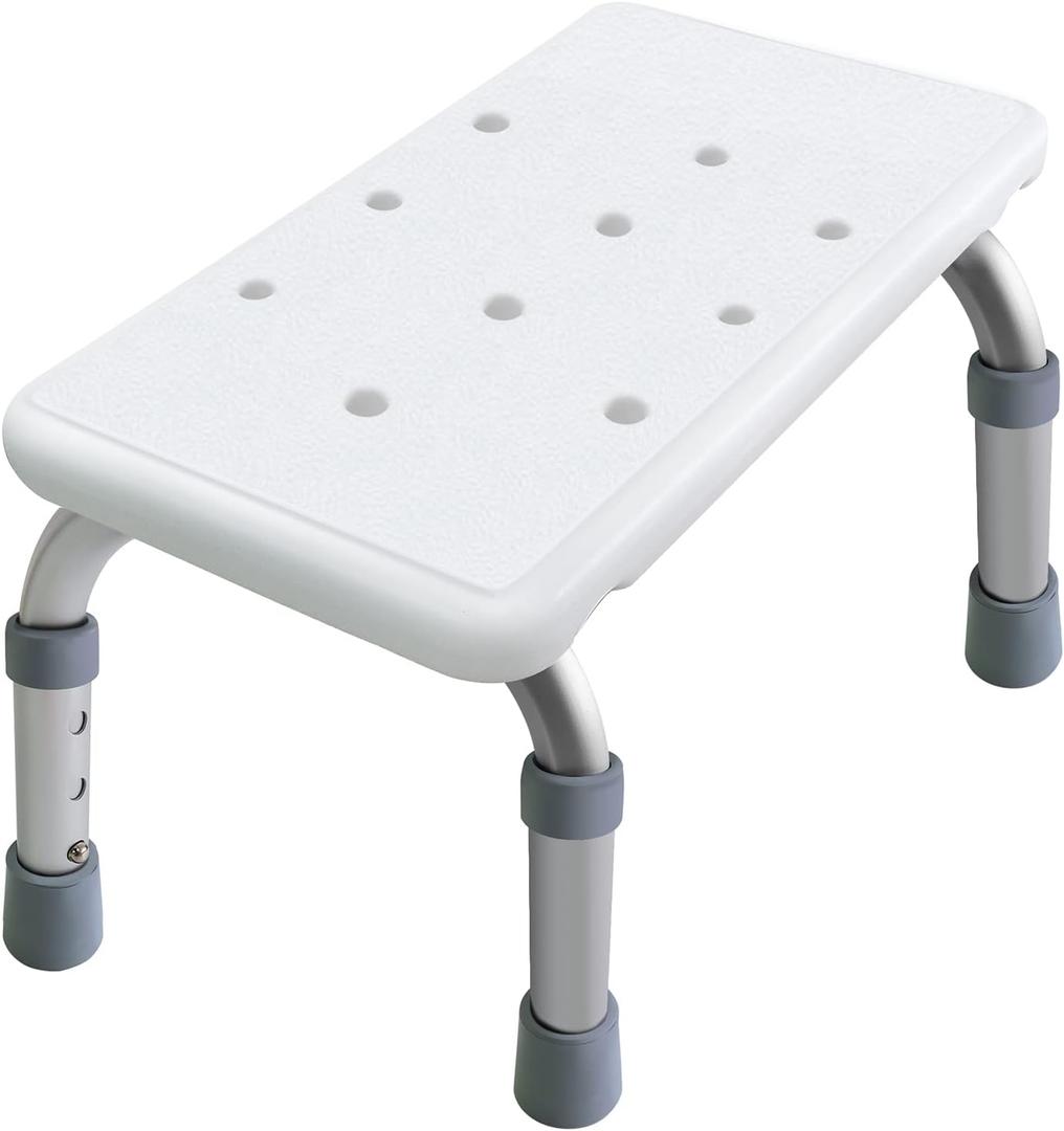 Aliseniors Step Stool with Non-Skid Platform, No Assembly Rubber Fee Adjustable Foot Stool, Medical Step Stools for Kitchen, Toilet and Bedside, Holds up to 330 lbs