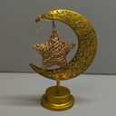 Ramadan Decorations for Home, Crescent Moon Lamp with Star Light, Islamic Table Decor Night Lamp, Battery Operated Eid Mubarak Ramadan Lights for Home Decorations & Gifts