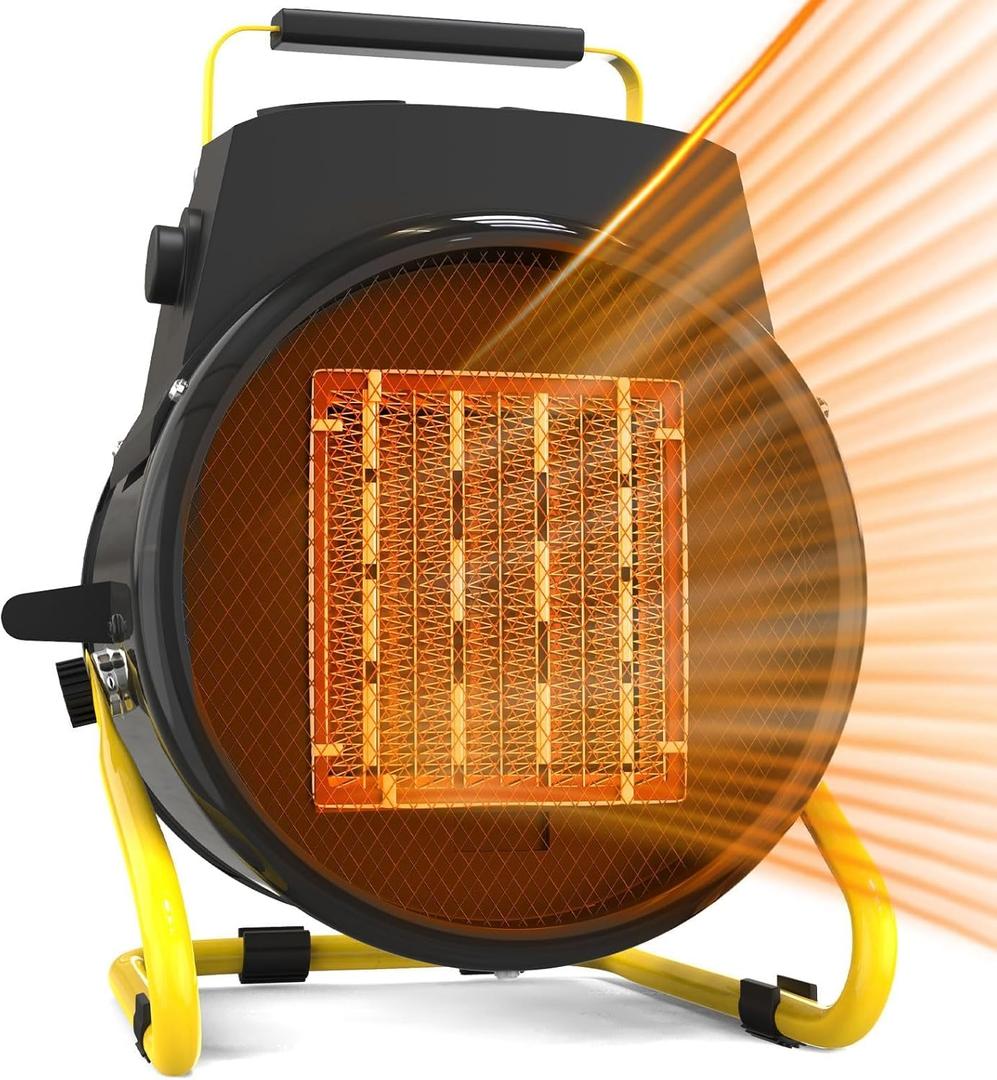 Outdoor Heaters for Patio-1500W Portable Electric Garage Heater with 2S Fast Heating, Overheat Protection, Thermostat, Space Heaters for Outdoor, Greenhouse, Room, Garage, Tent, Indoor Use (Black)