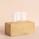 OLETHA Aesthetic Rectangle Tissue Box Cover, Medium Flat Box Tissues Holder Rectangular, Rattan Textured (Fits Medium Flat Box (110-160 Sheets))