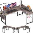 ODK 59" L-Shaped Modern Gray Oak Computer Desk, Home Office & Gaming Workstation with Monitor Shelf & Space-Saving Design