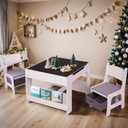 Joyooss Kids Table and Chair Set,4 in 1 Wooden Kids Table and Chairs Ages 3-7,Toddler Table with Storage Kid Desk and Chair Set for Toddlers 2 in 1 Tabletop