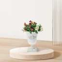 POPETPOP Tall Urn Vase Retro White Metal Urn Planter Pedestal Flower Pot Rustic Farmhouse Flower Holder for French Country Style Home Table Centerpiece Decor, 5.9 x 5.9 x 7.47 Inches