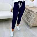 Women‘s High Waist Casual Pants: Adjustable Drawstring Slim Fit Joggers & Lounge Trousers in Solid Color XXL