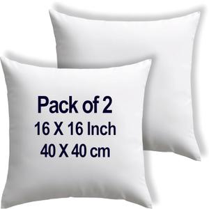 raajsee 16X16 Pillow Inserts Pack of 2, Premium Cotton Covering Down Alternative- Throw Pillow Insert - Ultra Soft Decorative Pillow Forms Square Stuffer for Bed Couch Sofa Sham