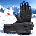 Winter Gloves Men Women Made with 3M Insulation, -20F GEANI-TEX Waterproof Ski Gloves for Cold Weather, 5-Layer Thermal Snow Gloves, 10 Touchscreen Fingers Snowboard gloves for Cycling, Hiking (Medium, Black)