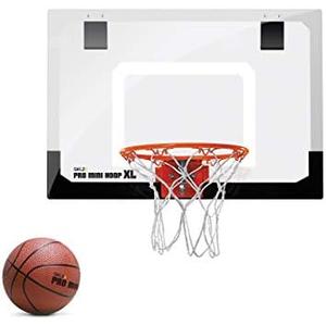 SKLZ Pro Mini Indoor Basketball Hoop with Ball, Over the Door, Shatter-Proof Backboard, Spring-Action Break-Away Steel Rim, Great for Home, Dorm Room, and Office, Missing Net