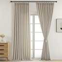 Extra Wide Pinch Pleated Curtains 96 Inches Long 2 Panels, Light Filtering Soft Fabric Curtains for Large Windows, 60 Inch Width Farmhouse Drapes for Living Room, Linen Color, 2x60Wx96L Inches