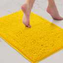 LuxUrux Bath Mat, Extra-Soft Plush Non-Slip Bathroom Rug, Luxury Chenille Microfiber Material, Super Absorbent Shaggy Bath Rug. Machine Wash & Dry (17 x 24 inches, Lemon)