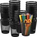 Henoyso 36 Pack Mesh Pencil Holder Wire Mesh Pen Cup Black Pen Holder for Desk Metal Pen Organizer Pencil Cup Marker Holder Makeup Brush Holders for Home Office Supplies Accessories