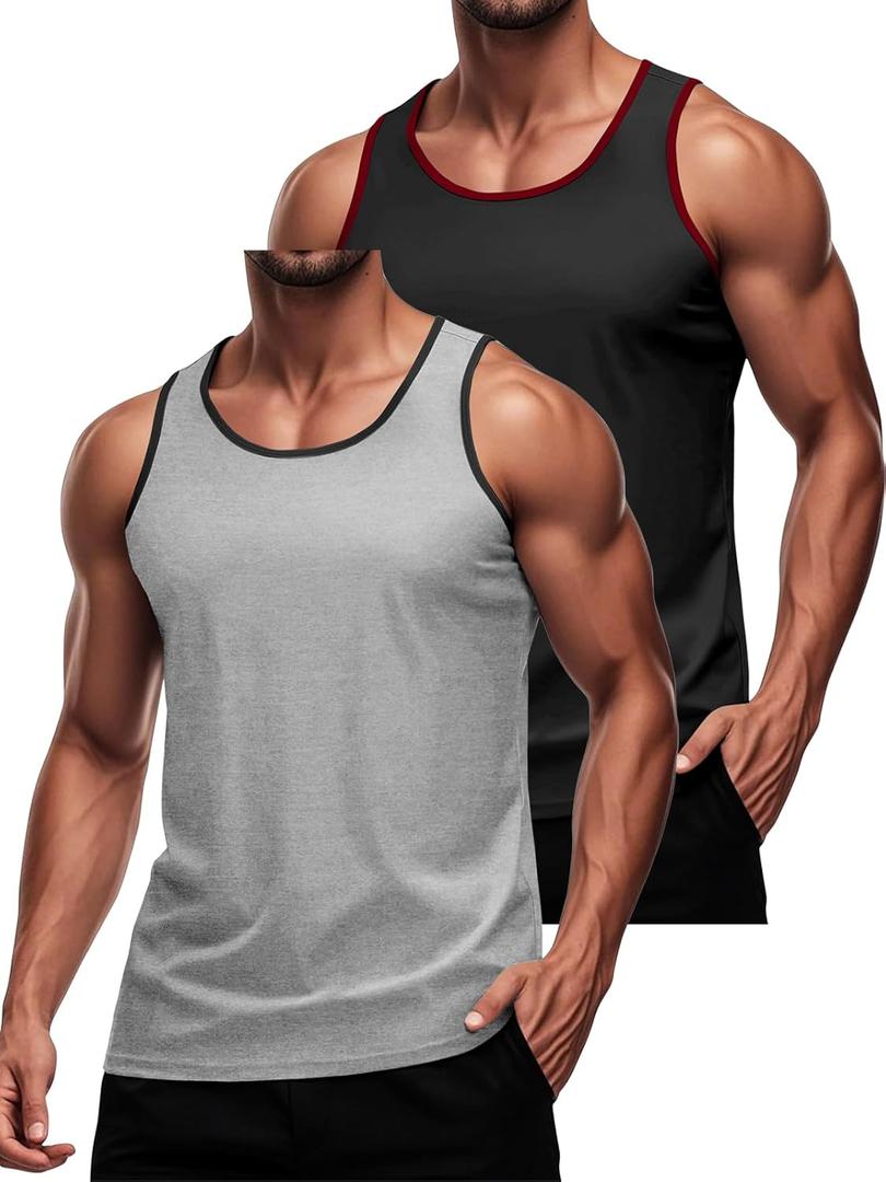 Men's Workout Tank Top Casual Soft Sleeveless Gym Muscle Shirts Bodybuilding Tee (XXL)