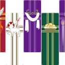 5Pcs Religious Church Banner with Scripture Banners for Sanctuary Wall Prayer Flag Welcome Religious Praise Hanging Signs Decor for Devotional Spaces Holiday Churches Home Supplies