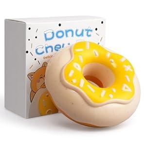 BluBrk Tough Dog Chew Toys for Aggressive Chewers - Heavy Duty Squeaky Donut Toy for Large Dogs Interactive Indoor & Outdoor Play