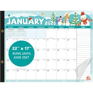 Desk Calendar 2026-2027, 18-Month Large 22x17 Desk Pad Calendar from Jan 2026 to Jun 2027, Academic Planner with Cute Monthly Cartoon Themes, Waterproof Cover & Corner Protectors for Home, Office, School