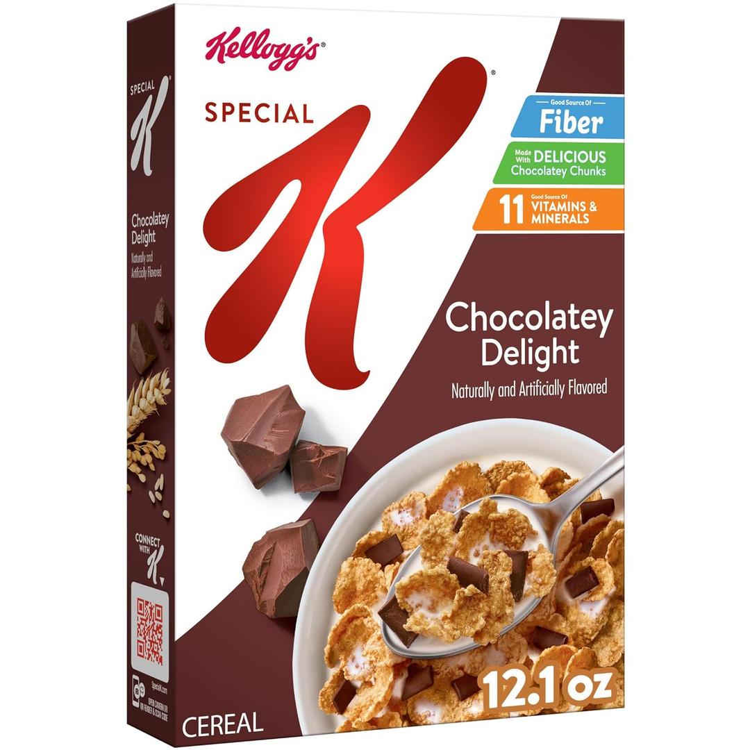 5 x Kellogg's Special K Breakfast Cereal, Fiber Cereal, Family Breakfast, Chocolatey Delight, 12.1oz Box (1 Box) (EXP 07/23/26)