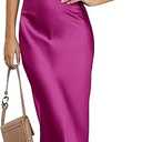 MEROKEETY Women 2025 Summer Strapless Satin Tube Bodycon Backless Wedding Guest Maxi Dress
(Large)