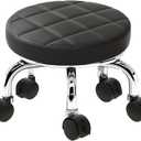 Low Rolling Stool, Small Rolling Chair Pedicure Stool with Wheels, Soft PU Leather Comfortable Chair 360Swivel Rotating, Modern Universal Wheel Low Roller Seat for Home Office Garage