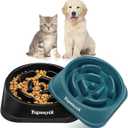 2 Pack Slow Feeder Dog Bowls for Healthy Eating, Non-Slip and Anti-Choking Design, Reduces Bloating & Overeating for Small Dogs, Easy to Clean (Black and Navy Blue)