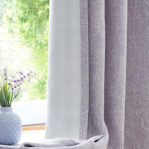 Lavender Solid Full Blackout Curtain Heavy Linen Texture Window Treatment for Bedroom Thermal Insulated Noise Reduction Drapes 8 Grommets Top for Living Room with Liner, Purple, 50"x63", 2 Panels