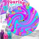 PURPLE LADYBUG Paint Pouring Kit for Ages 6+ - Washable Non-Toxic Painting Kit for Kids with Gloves & Table Cover for Easier Cleanup, Art and Crafts for Kids Ages 8-12, Crafts for Girls 8-12