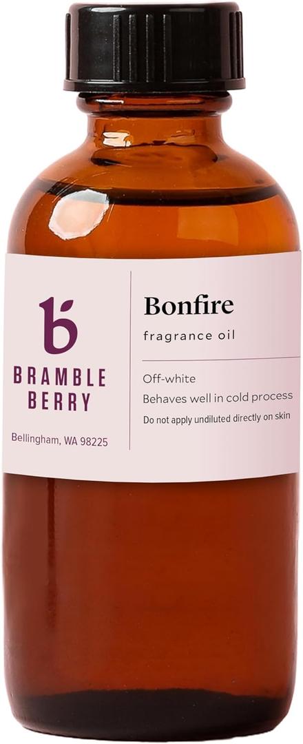 Bramble Berry Bonfire Fragrance Oil 2 oz | Smokey Wood and Warm Vanilla Scent for Soap Making, Candles, Lotion, Bath Bombs & Perfume | Skin Safe, Vegan, Paraben & Phthalate Free, DIY Craft Essential