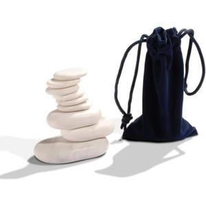 Massage Body Massage 9 Piece Marble Cold Stone Set, for Spa, Massage Therapy, Storage Velvet Bag Included