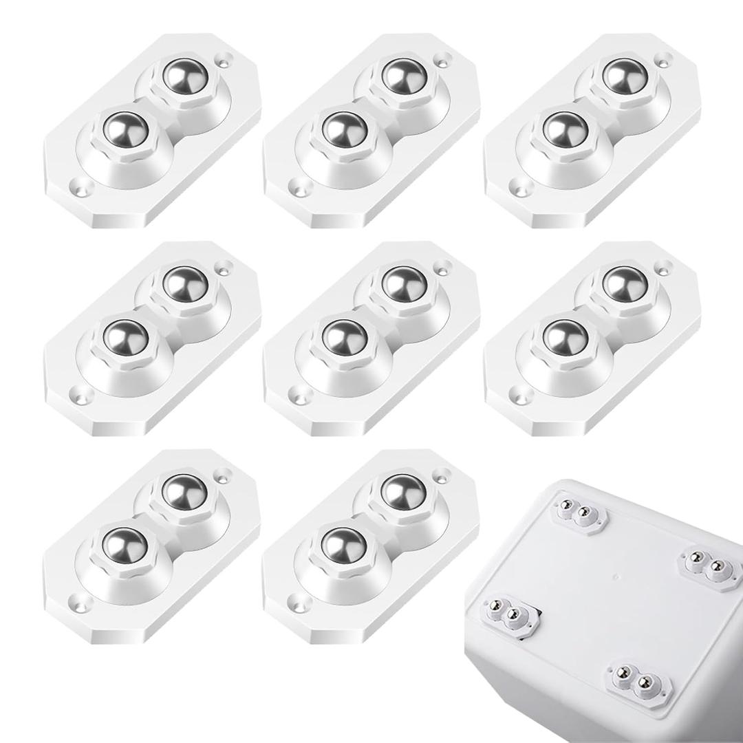 12 Pcs Self Adhesive Caster Wheels Stainless Steel 360 Swivel Low-Profile Rollers,Universal Sticky Pulley for Furniture Legs, Kitchen Appliances, Storage Bins, Trash Can & Mop Bucket