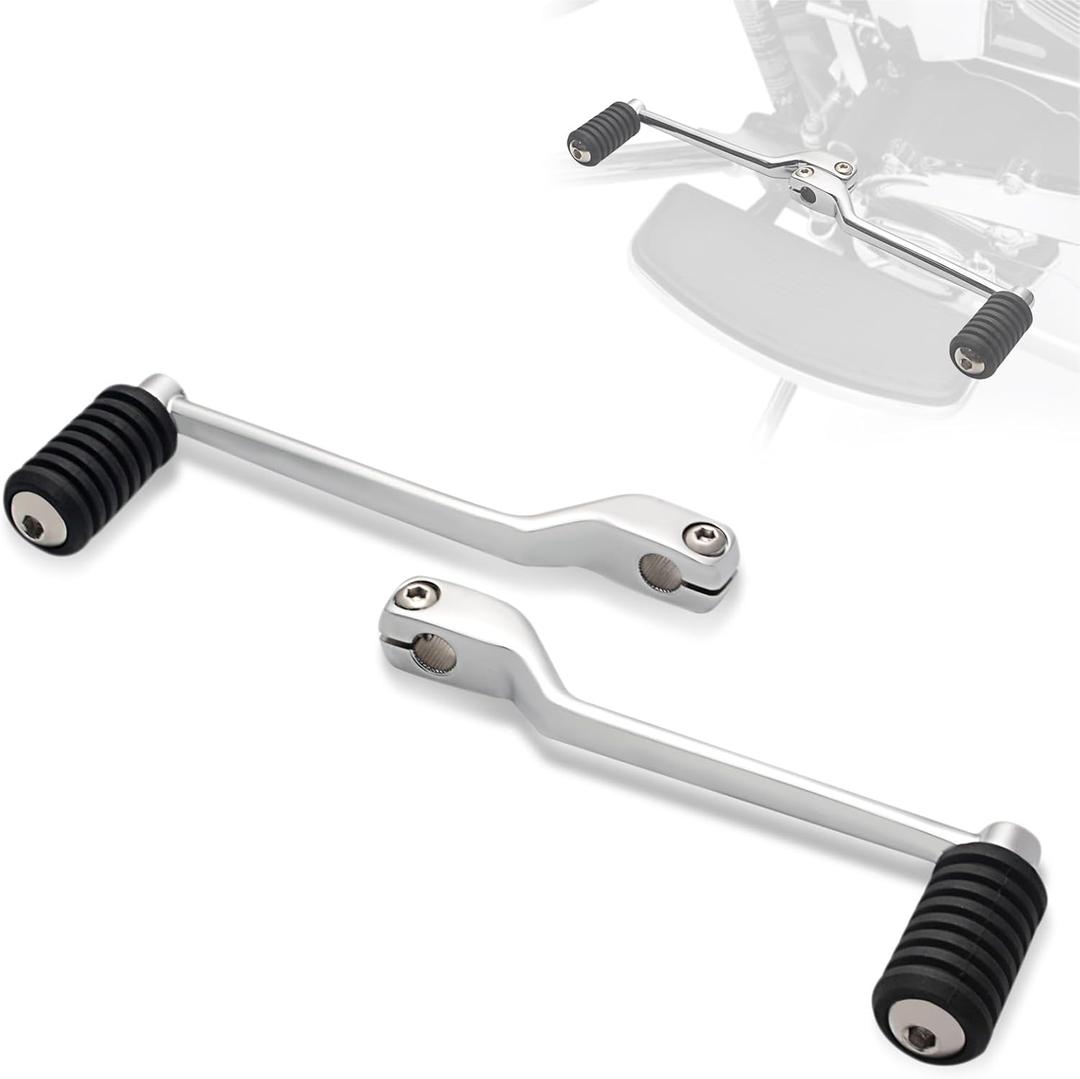 FOVPLUE Heel/Toe Shifter Levers,Front+Rear Shifter Pegs for Harley '86-'17 FL Softail, 88-up Touring CVO Road Glide Street Glide Electra Glide Road King and '08-up Trike, Chrome#1