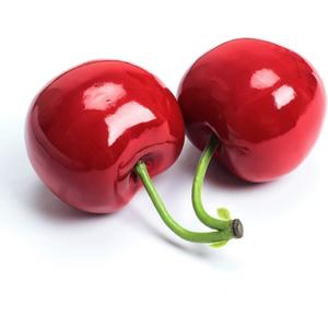 XINFU Fake Artificial Fruit Big Double Cherry Decoration Simulation Food Model Kitchen Photography Props (Red)