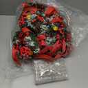 12 Pcs Mini Christmas Cabinet Wreath with Lights Prelit 8" Artificial Small Pinecone Front Door Wreath with Bow Xmas Hanging Garland for Kitchen Window Stairs Railing (Red)