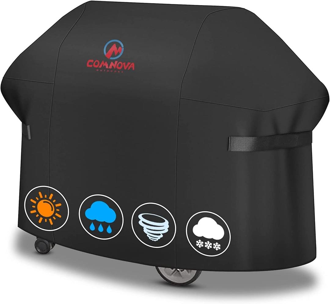 Comnova Grill Cover 82 Inch - 600D BBQ Cover for Outdoor Grill Heavy Duty and Waterproof, Large Barbecue Gas Grill Covers for Weber, Char-Broil, Nexgrill, Monument, Dyna-glo, Brinkmann and More (Black)