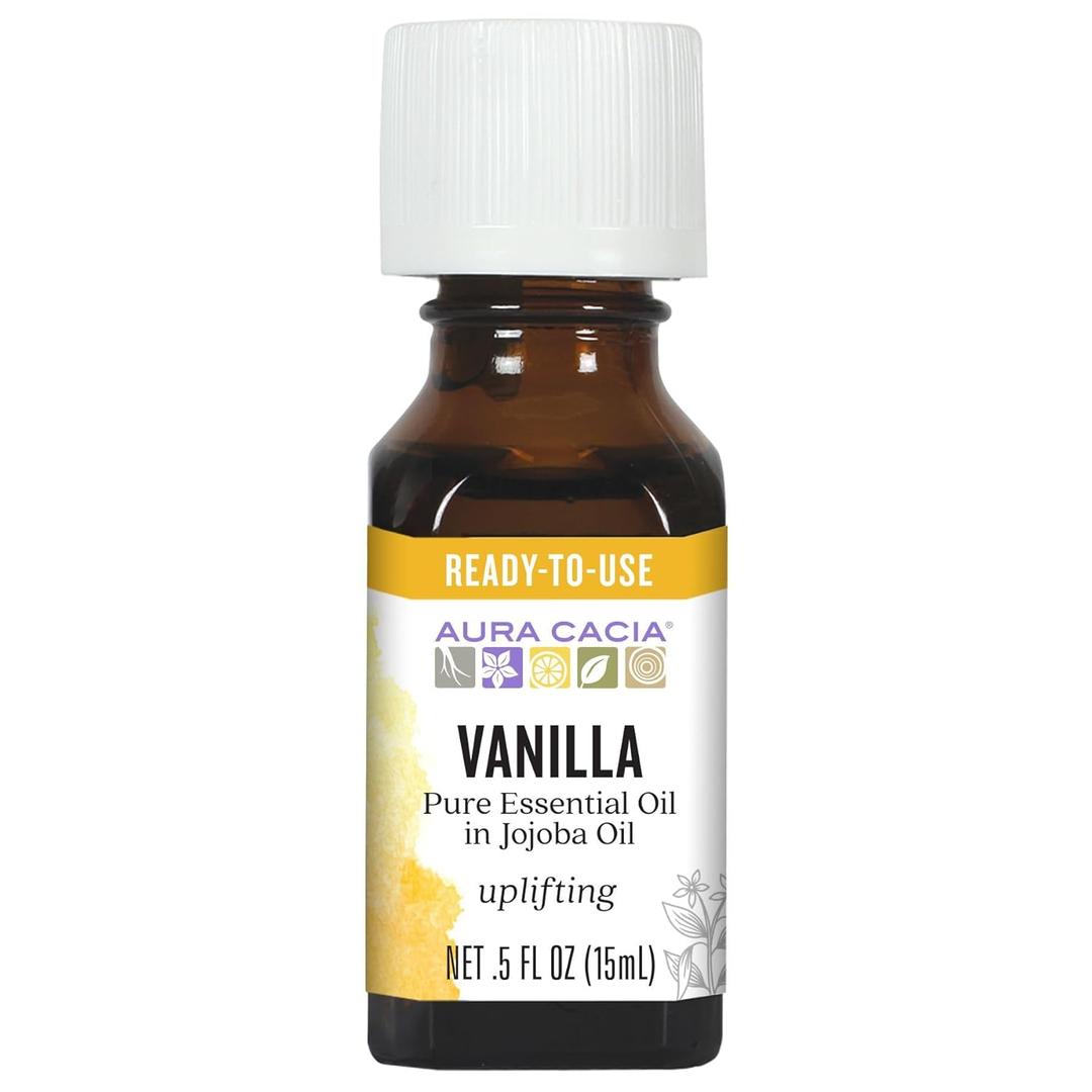 Aura Cacia Essential Oil, Uplifting Vanilla, 0.5 fluid ounce (0.5 Fl Oz (Pack of 1))