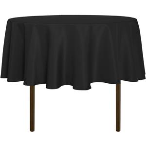 sancua 48 Inch Round Tablecloth (Fits 20-36 Inch Tables), Water Resistant Spill Proof Washable Polyester Table Cloth Decorative Fabric Table Cover for Dining, Buffet Parties and Camping, Black